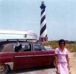 Hatteras Lighthouse & Daddy's Boat Topped Maroon Checker
